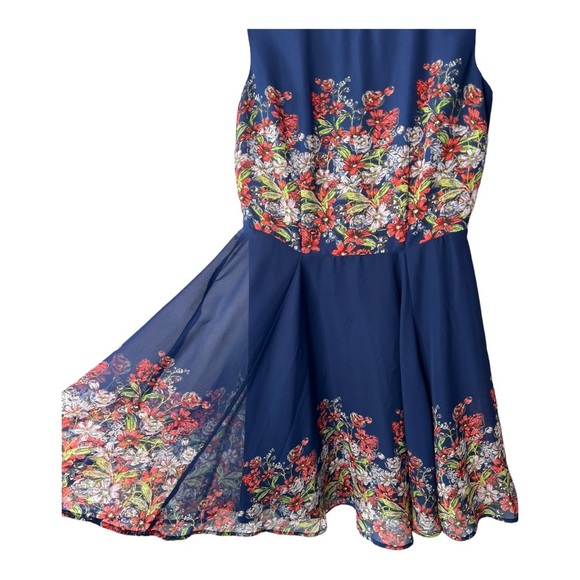 Maison Jules  Floral Print Sleeveless Casual Dress 71087MJ Blue combo Small - Picture 14 of 15